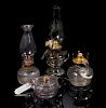 Four Glass Kerosene Lamps