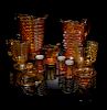Assorted Amber Glass Items