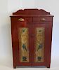 Antique Painted And Decorated Country Cabinet .
