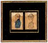 American School, Early 19th Century  Pair of Miniature Portraits of William and Elizabeth Crump