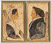 American School, 19th Century  Pair of Portraits of Abner and Dorothy Wood Brigham