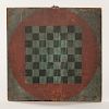 Small Red- and Blue-painted Checkers Game Board