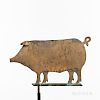 Small Gilded Sheet Copper Pig Weathervane