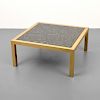 Brass & Stone Coffee Table, Style of Harvey Probber