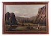 Original Oil on Canvas Indian Camp Painting