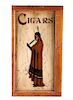 Antique Reverse Painted Glass Cigar Sign