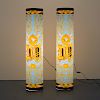Pair of Versace Print Floor Lamps, Manner of Fornasetti