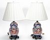 Pair of  Imari Double Gourd Table Lamps