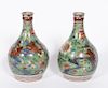Pair, Chinese Export "Clobbered" Porcelain Vases