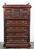 American Mahogany 8-Drawer Tall Chest w/Carving