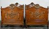Pair of Louis XVI Walnut Twin Beds w/ Rails
