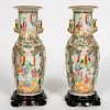Pair, Chinese Rose Medallion Vases on Stands