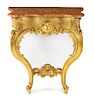A Louis XV Style Giltwood Console Table Height 30 x width 26 x depth 15 1/2 inches.