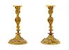 * A Pair of Louis XV Style Gilt Bronze Candlesticks Height 10 1/2 inches.