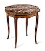 * A Louis XV Style Marquetry Table Height 20 x width 19 5/8 x depth 19 1/4 inches.
