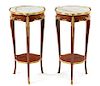 A Pair of Louis XV Style Gilt Bronze Mounted Side Tables Height 30 inches.