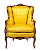 A Louis XV Style Bergere Height 42 x width 29 1/2 x depth 30 inches.