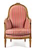 * A Louis XVI Style Fruitwood Bergere Height 41 inches.