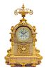 A Louis XVI Style Gilt Metal and Marble Clock Height 19 1/2 inches.