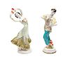 Two Russian Porcelain Figures Height 11 inches.