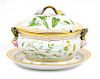 A Royal Copenhagen Flora Danica Porcelain Tureen and Underplate Width of underplate 16 inches; width of tureen 14 1/2 inches.