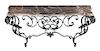 A Wrought Iron Console Table Height 35 x width 68 x depth 20 1/2 inches.