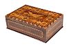 A Victorian Marquetry Casket Height 3 7/8 x width 12 3/4 x depth 8 1/2 inches.
