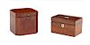 Two English Tea Caddies Larger example: height 6 1/4 x width 6 3/4 x depth 6 1/2 inches; smaller example: height 4 1/2 x width 7