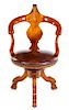 A Victorian or Edwardian Burlwood Desk Chair Height 38 3/4 inches.