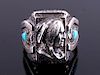 Navajo Sterling Silver Turquoise Indian Head Ring
