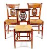 Three French Provincial Side Chairs Height of largest 34 x width 16 x depth 13 inches.
