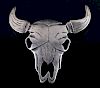 Signed Sterling Silver Buffalo Skull Brooch