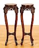 Pair of Chinese marble top plant stands