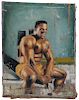 West African Folk Art Painting of Boxer Frank Bruno