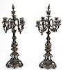 Pair of Gothic Style Metal Candelabras