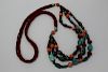 Chinese red coral and turquoise bead necklace.