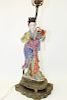Chinese famille rose porcelain statue of a lady.