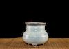 Chinese Jun Ware porcelain tripod incense burner. 