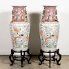 Pair, Chinese Porcelain Floor Vases on Stands