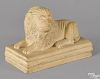 Aggregate figure of a recumbent lion, late 19th c., possibly Tuscarawas Pottery, Ohio, 6 3/4'' h.