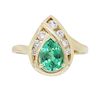 Pear Cut Emerald and Diamond Ring