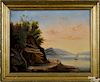 Hudson River School, oil on canvas landscape, 19th c., of Sybil's Cave on the Hudson River