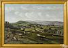 American oil on canvas panoramic townscape, late 19th c., 24'' x 36''.