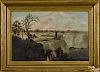 Oil on artist's board view of Niagara Falls and Terrapin Tower, mid 19th c., 11 1/4'' x 17 3/4''.
