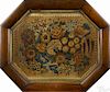 American oil on velvet theorem of flowers, mid 19th c., with a sawtooth gilt foil surround