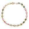 A Ladies Pink and Green Tourmaline Bracelet in 14K