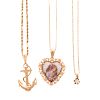 Three Ladies Necklaces & Pendants in 14K Gold