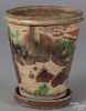 Shenandoah Valley redware flowerpot, 19th c., with attached undertray