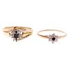 A Pair of Ladies Sapphire & Diamond Rings in Gold