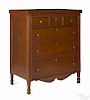 Pennsylvania Sheraton cherry chest of drawers, ca. 1820, retaining an old red stained surface